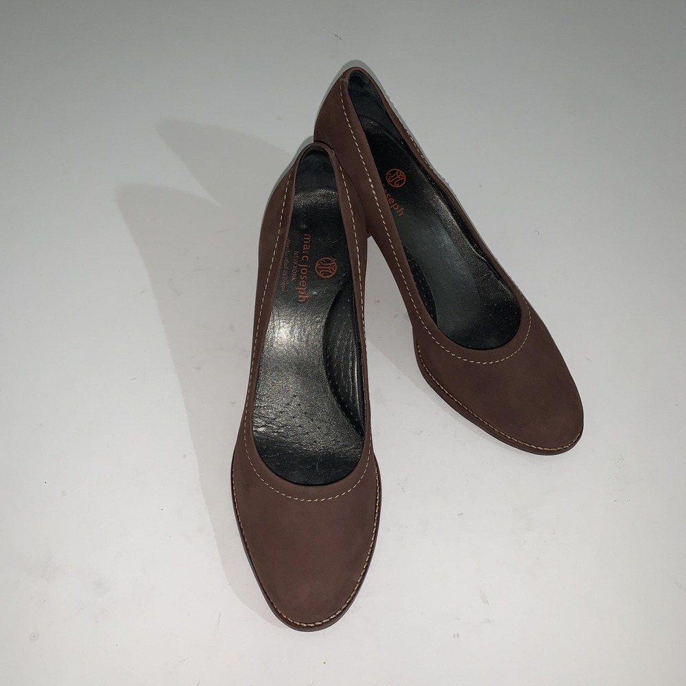 Marc Joseph New York Shoes Womens Size 10 Brown Suede Block Heel Pumps Comfort